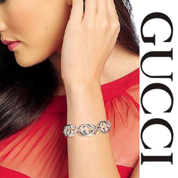 Gucci Britt GG Logo Silver Bracelet*NWB - Picture 2 of 8